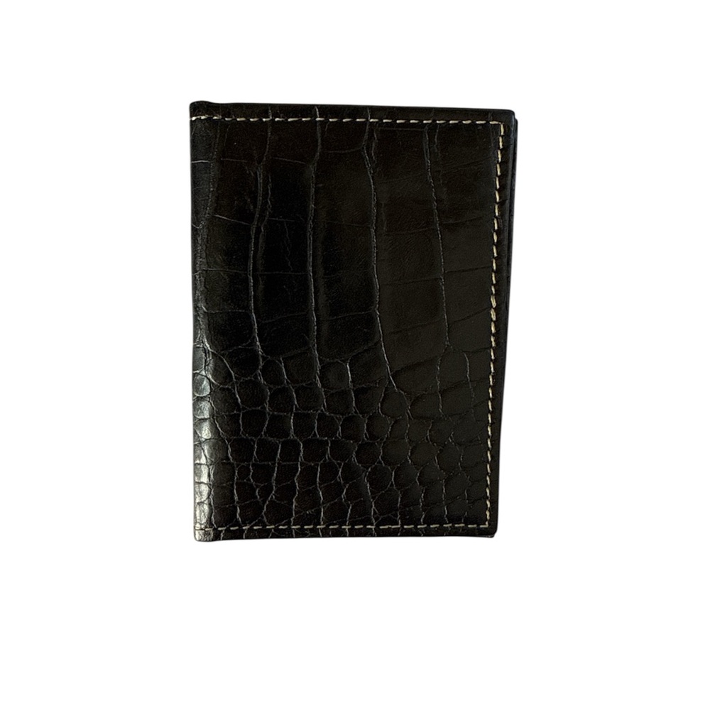 Black Croc Embossed Bifold ID Holder Wallet